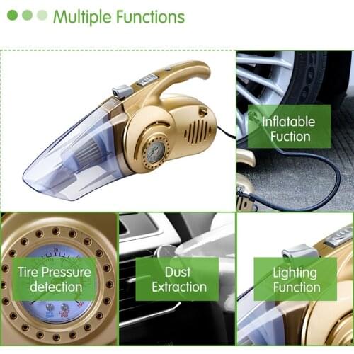 Car Vacuum 12V 96W Wet&Dry Dual Use Car Vacuum Cleaner Portable Car Handheld Vacuum Cleaner LED Light Power Cord