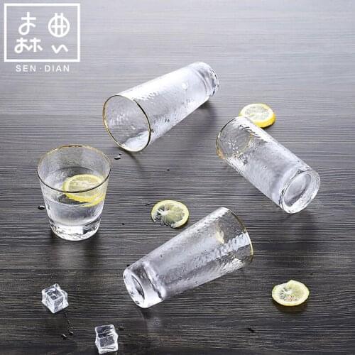 SENDIAN Hammered Glass Cup Handmade High Temperature Resistant Gold Glass Tea Cup 2021 New Hot Office Home Kitchen Accessories