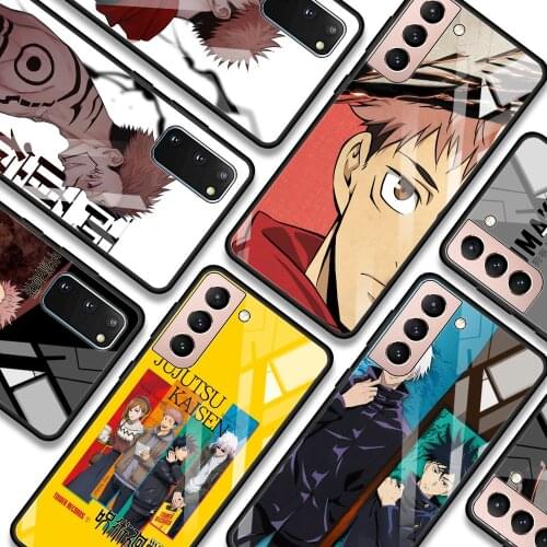 Jujutsu Kaisen Satoru Gojo anime Phone case For Samsung S21 S20 Ultra Plus FE S10e Lite S10 S9 S8 plus Glass Bumper Soft Fundas