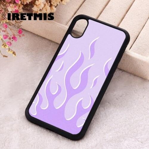 Iretmis 5 5S SE 2020 phone cover cases for iphone 6 6S 7 8 Plus X Xs Max XR 12 MINI Pro Soft Silicone TPU Lavender Flame