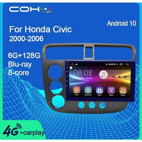 COHO For Honda Civic 2000-2006 Android 10 Octa Core 6+128G Car Multimedia Player Gps Navigation Radio