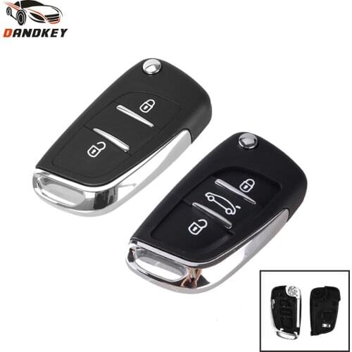 DANDKEY 2/3 Buttons Flip Folding Remote Car Key Shell For Peugeot 107 207 307 306 407 408 607 CE0536 With HU83/VA2 Blade
