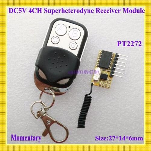 DC 5V 4 CH Superheterodyne Receiver Module PT2272 Fixed Code RX TX Remote Control 315/433mhz Momentary High Level TTL Signal