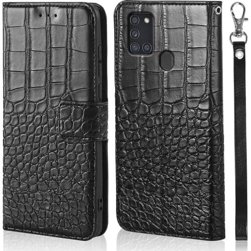 DOERXLON Fashion crocodile grain Leather Flip Case For Samsung Galaxy A21S A217F A 21S 6.5 Magnetic Wallet Cover