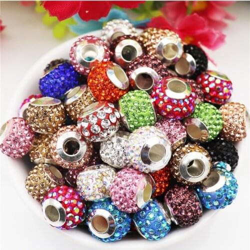 20Pcs/Lot New Large Hole Rhinestone Beads Charms Jewelry Kit Crystal Murano Pandora Bracelet for Women Girls DIY Craft Making