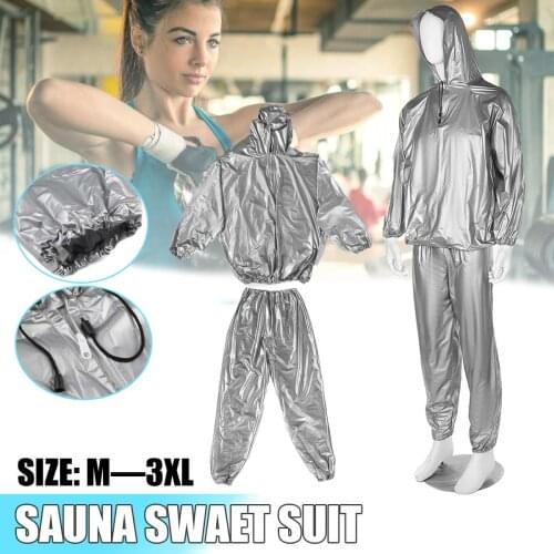 PVC Unisex Sauna Suit Heavy Duty Fitness Weight Loss Sweat Sauna Suit Exercise Gym Hoodies Sports Suit Calorie Burner Sweat Suit