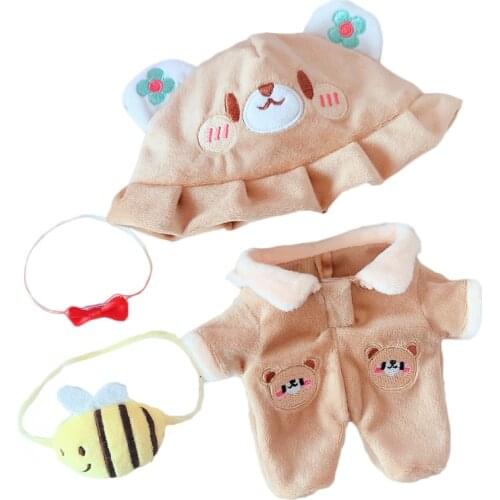 4 pcs 1 set 20cm EXO Dolls Clothes include Hat and Overalls 2pcs Clothes for 20cm Dolls Fans collection doll accesory