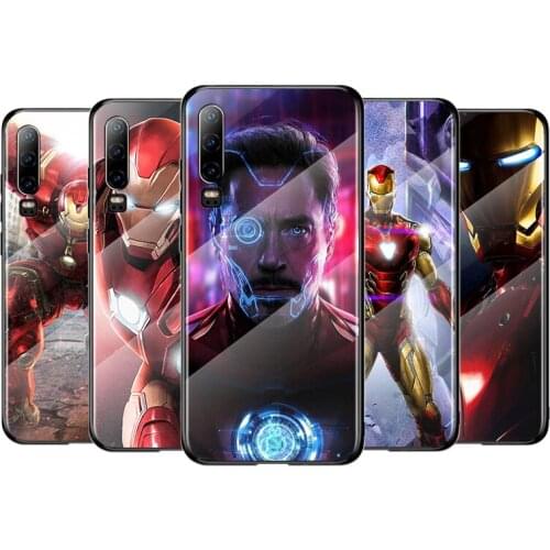 Marvel Lron Man For Huawei P40 P30 P20 P10 Pro Plus Lite 5G 2019 Tempered Glass Cover Shell Luxury Phone Case