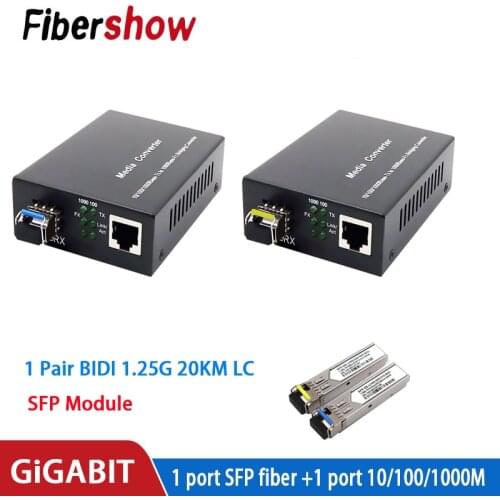 Media converter 1 port sfp to 1 rj45 gigabit optical fiber ethernet for ip camera 10/100/1000M Fiber Optical