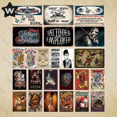 Tattoo Studio Metal Sign Plaque Metal Vintage Pub Funny Tin Sign Wall Decor for Pub Club Bar Man Cave Bar Decoration Tin Plates