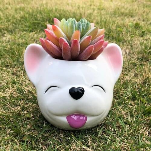 Cute Puppy Flower Pot Plant Pot Ceramic Vase Planter Ornaments Home Decor Garden Decoration Bonsai Animal Succulent Pot