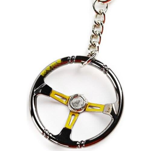 Fashion Mini Shaped Zinc Alloy Racing Car Steering Wheel Keychain Keyring Pendent Car Auto Accessories Key Chain Ring