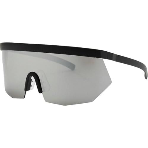 MINCL Oversize Square Sunglasses Men New 2019 One Piece Lens Big Frame Sun Glasses For Women UV400 Silver Mirror NX