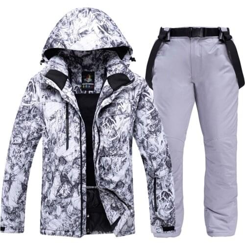 Men Snowsuit Women Skiing Jacket Pant Couple Snowboard Clothing Trouser Windproof Waterproof Super Warm Winter Coat Skiing Suit
