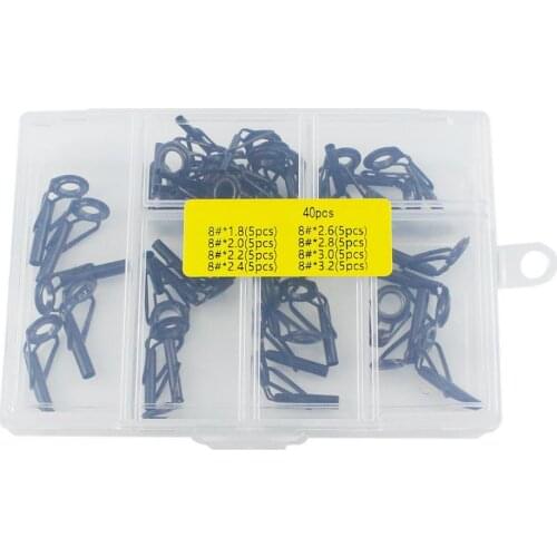 40pcs/lot 8 Sizes Spinning Carp Fishing Rod Guides Set Fishing Rod Carp Feeder Rod Surf Spinning Rod Fishing Accessories