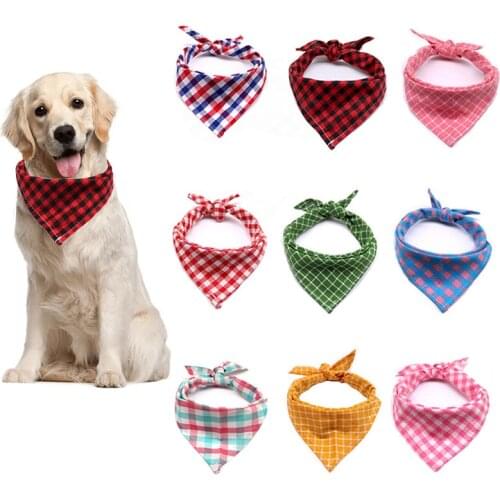 Newst 100% Cotton Dog Bow Tie Collar plaid Dog Bib large and small Dog Bandana Scarf washable Dog Grooming Bibs pet accessories