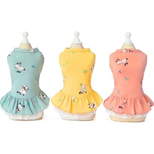 Pet Dog Dress Shirt 100% Cotton Tracksuit Doggie Pattern Cat Puppy Pajamas T-Shirt 5 Sizes 3 Colours