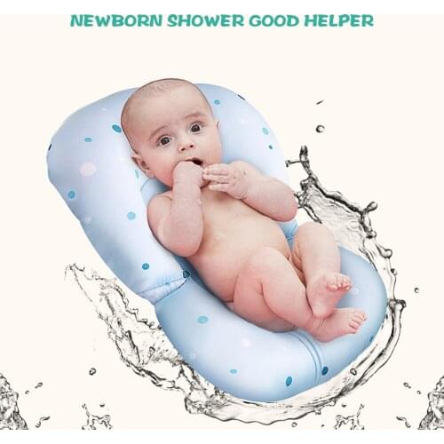 Portable Baby Shower Air Cushion Bed Babies Infant Baby Bath Pad Non-Slip Bathtub Mat Newborn Babies Safety Security Bath Seat