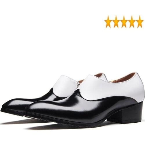 Casual 2021 Business Mens Formal Genuine Leather Mixed Colors High Heel Pointed Toe Man Dress Shoes Brand Luxury Summer