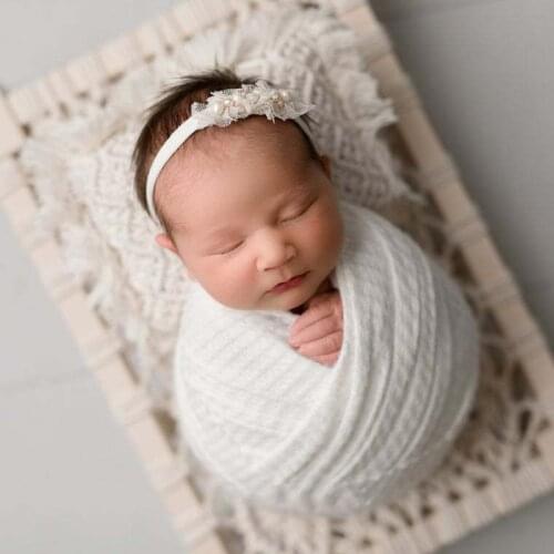 Newborn Photography Props Hand-woven Chair Baby Photo Shooting Crib with Tassels D5QA