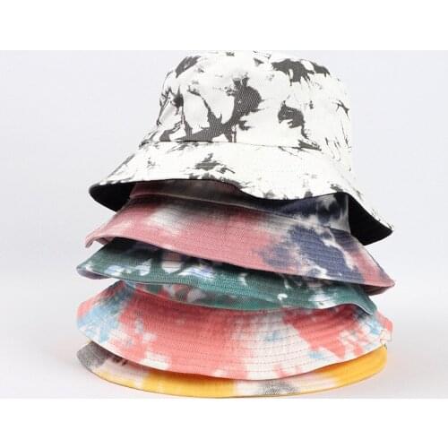 Fisherman hat European and American tie-dye double-sided wearing 3D printing men and women outdoor sun protection sun hat Panama