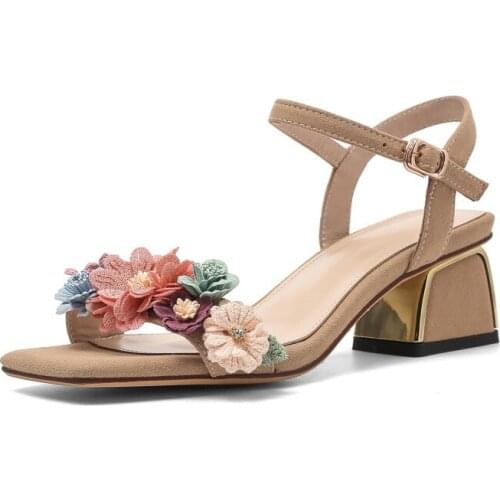 Big Size 9 10 11 high heels sandals women shoes woman summer ladies Open-toed sandals with one button