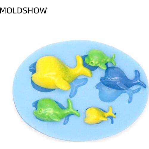 3D Cute Whale Dolphin Sea Animals Silicone Mold Cup Cake Decorating Tools Chocolate Soap Fondant Baking Kitchen Toys Accessories