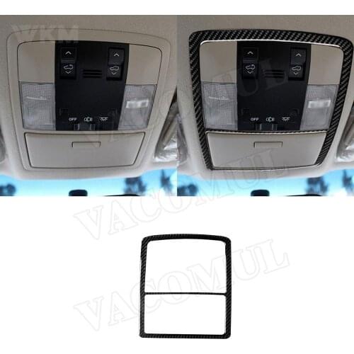 Carbon Fiber Car Interior Roof Reading Light Lamp Trim Frame Cover Decal Stickers For Toyota Land Cruiser Prado 2010-2018