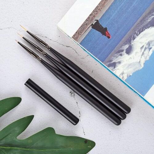 UV Gel Liner Brush Acrylic Painting Drawing Pen Wood Handle Dotting Manicure Nail Graffiti Flower Pattern with Dust-proof Cover