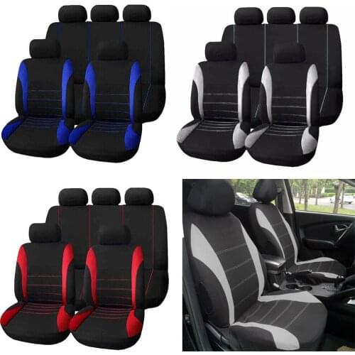 Interior Parts Universal Car Tuning Auto Seat Covers 9 Set Full Car Styling Seat Cover Polyester Decoration Car Accessories