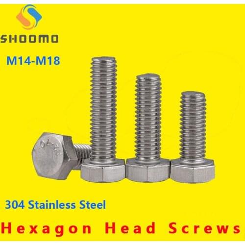 Hexagon Head Screws Outer Hex Bolt Threaded External Hex Head Cap Screw Bolt lengthening 304 Stainless Steel DIN933 M14/M18