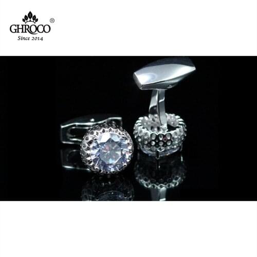 CHROCO High-Quality Drum Shape Round Zircon Classic French Shirt Cufflinks Fashion Luxury Gift for Business Men and Wedding