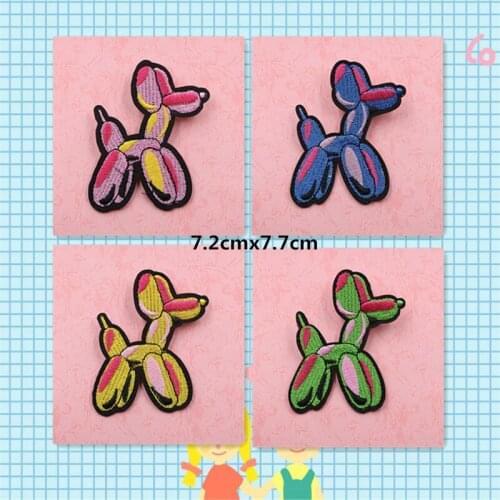 High quality embroidered 4-color balloon dog animal cartoon iron patch clothes coat jeans decorative repair sewing decals DIY