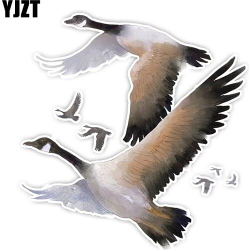 YJZT 17.5CM*16.8CM Big Geese Flying South PVC Group Of Birds Car Stickers C29-1155