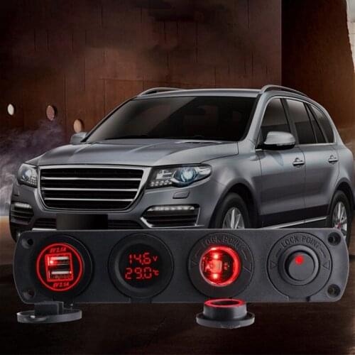 Dual USB Outlet Charger with Voltage Temperature Display Lighter Toggle Switch Panel for 12-24V Car Boat RV