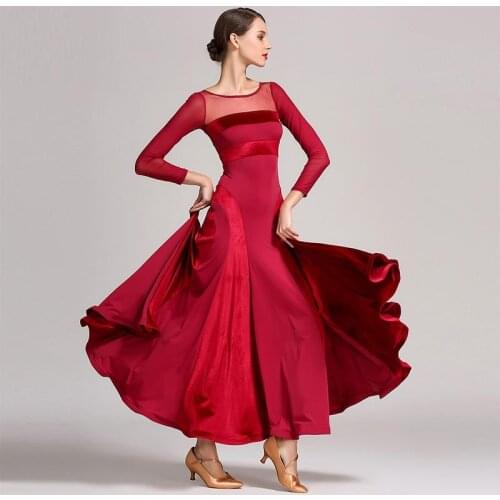 Women Ballroom Modern Dance Costumes Flamenco Dress Red Standard Ballroom Dress Waltz Dress Dance Wear
