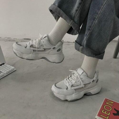 Ladies Sequins Platform Thick Sole Vulcanize Shoes Women Casual Shoes Brand Breathable Walking Sneaker Shoes B63-89 CBJD