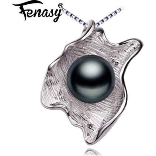 FENASY Natural Freshwater Pearl Bohemian Black Pearl Jewelry Bijoux Female Women Pearl Pendant Necklace Fine Jewelry Big Size