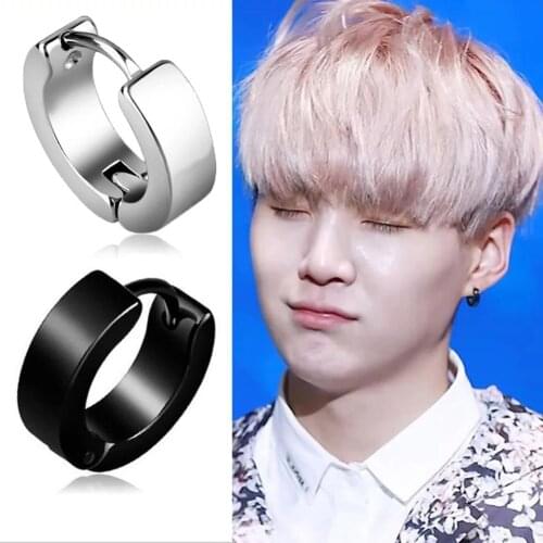 1pair Anti-allergic titanium steel earring punk rock Stud Earrings Men Fashion Jewelry women small circle round stud earrings