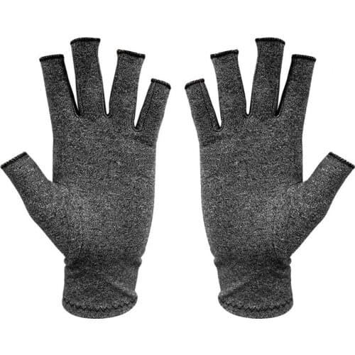 1 pair of Mumian half-finger gloves spring and autumn hemp gray skin-friendly joint pressure rehabilitation sunscreen gloves