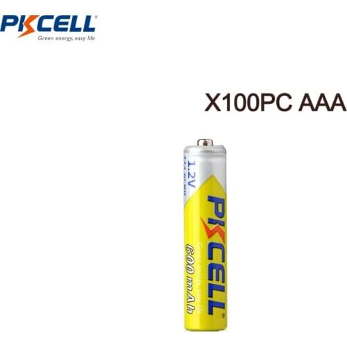 100Pcs PKCELL AAA Battery 1.2V Ni-MH 3A aaa Rechargeable Batteries AAA NIMH 600mAh battery With Cycles 1000 times Real Capacity