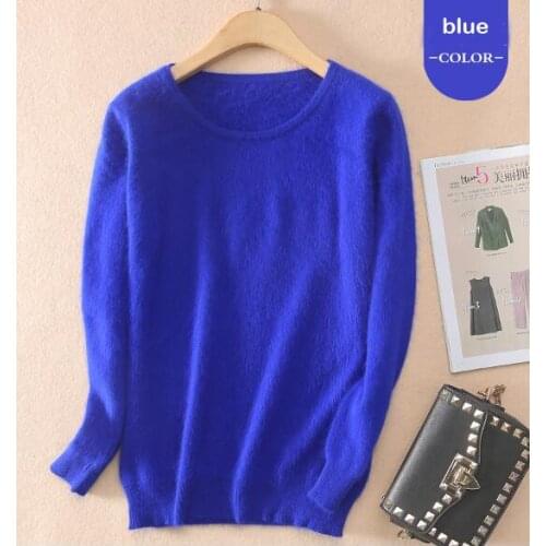 2019 100% Real Mink Cashmere Sweater Basic Style Good Quality Factory Women Pullovers TBSR192