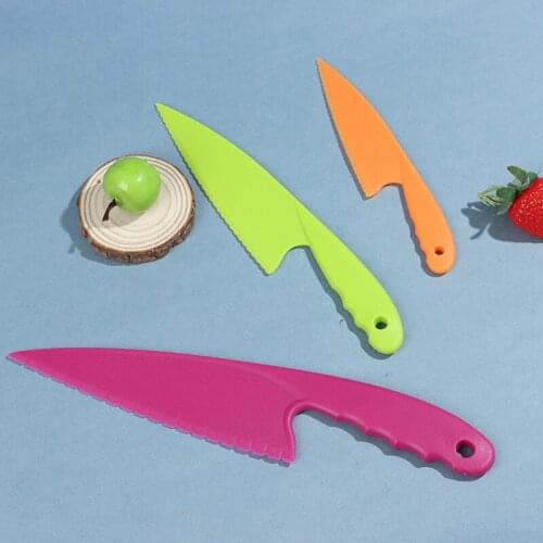 3pcs/set Cake Kitchen Knife Set Kids Cooking Serving Knives Plastic Cake Lettuce Salad Fruit Bread Knife Kitchen Knives