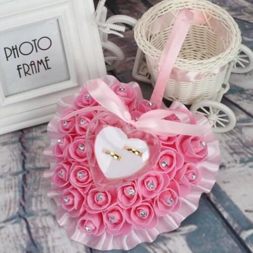 32CE Ring Box Storage Cushions Pillow Decoration For Wedding Jewelry Gifts Romantic