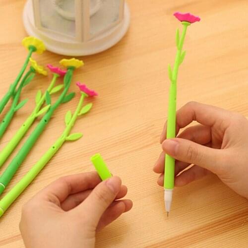 6 Pcs Mixed Styles Flower Plant Shaped Ball Point Pen Creative Stationery Ballpoint Pen 20cm