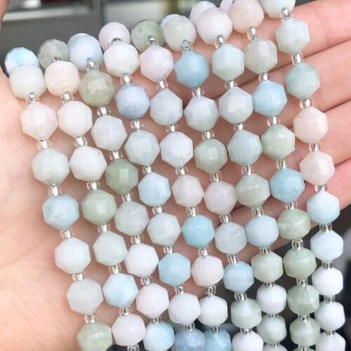 8mm Olive Shape Blue Amazonite Stone Beads Natural Faceted Loose Gem Spacer Beads For DIY Jewelry Making Bracelet Accessories