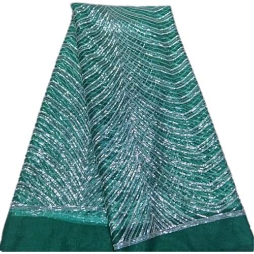 African Net Lace Fabric High Quality Sequins Embroidery Nigerian Lace Fabrics French Tulle Lace Material for Wedding QX-110