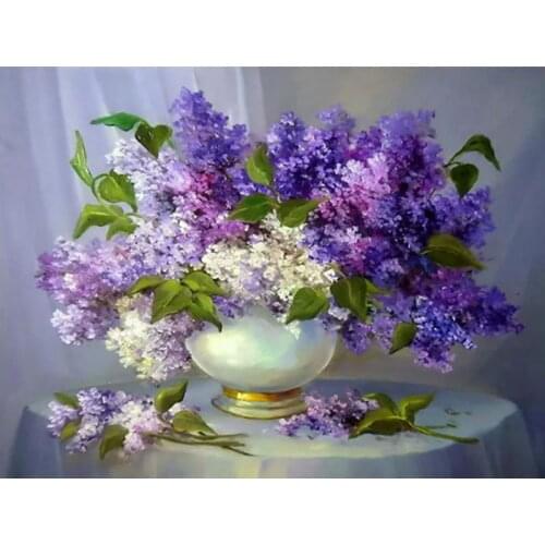 LaoJieYuan Diamond Painting Cross Stitch Purple Flowers 5D DIY Diamond Embroidery Full Square/round Rhinestone Of Picture