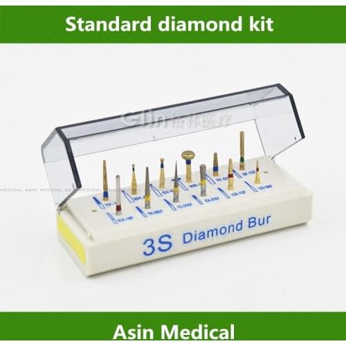 Free shipping dental FG Diamond dental bur sets standards prepared teeth before/after dental porcelain