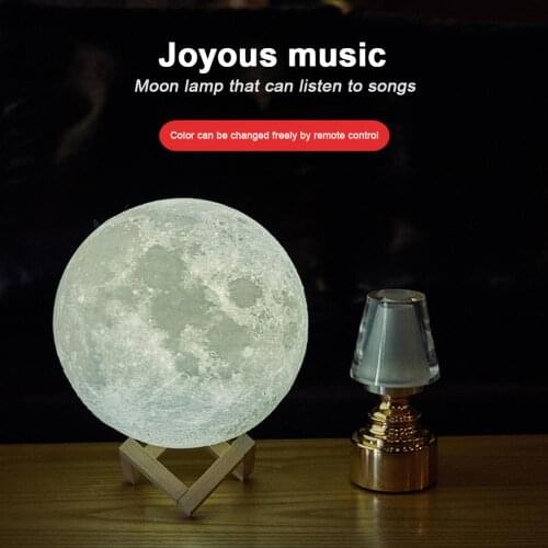 2 In 1 Wireless Bluetooth-compatible Speakers Smart Night Light 3D Moon Touch Lamp With Remote Control LED Lantern Speaekr Light